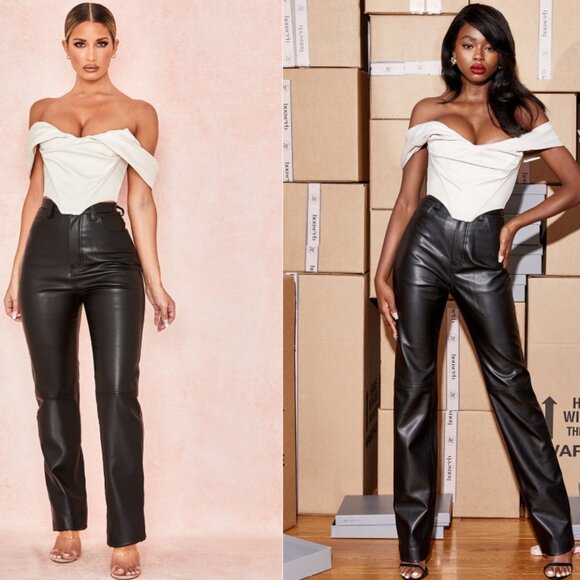 House of CB Inaya black stretch vegan leather trousers NWOT